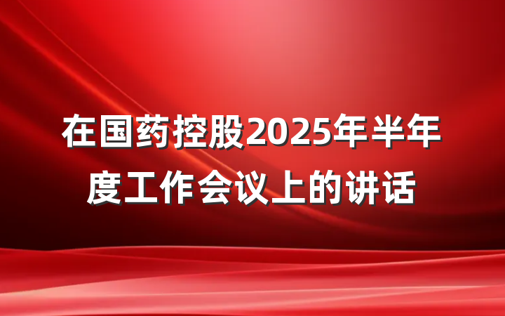 在国药控股2025年半年度工作会议上的讲话