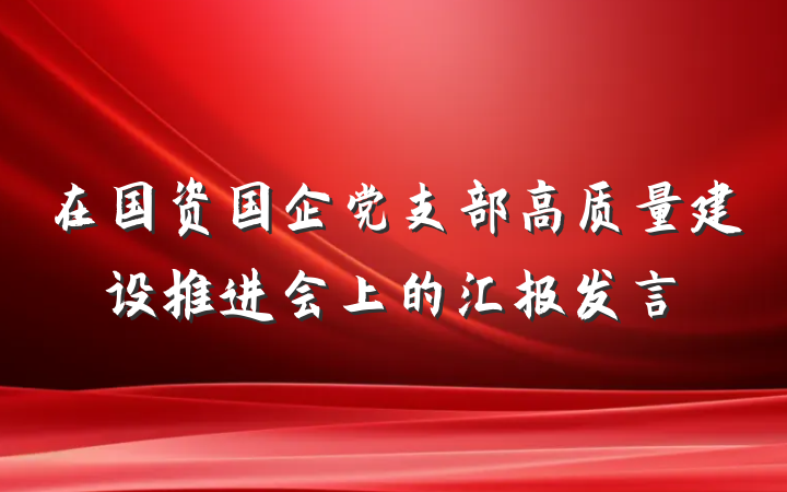 在国资国企党支部高质量建设推进会上的汇报发言