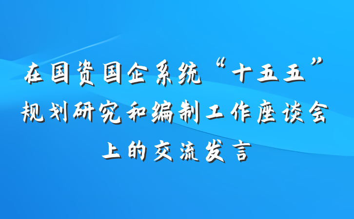 在国资国企系统“十五五”规划研究和编制工作座谈会上的交流发言