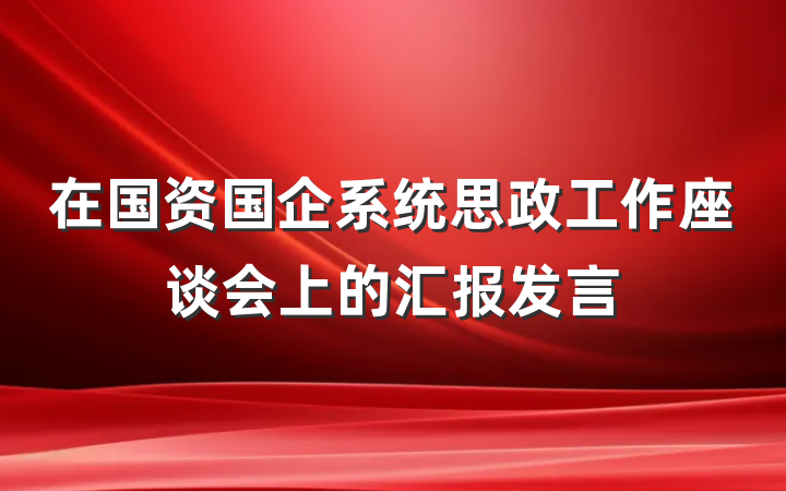 在国资国企系统思政工作座谈会上的汇报发言