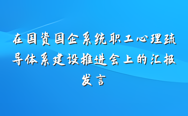 在国资国企系统职工心理疏导体系建设推进会上的汇报发言