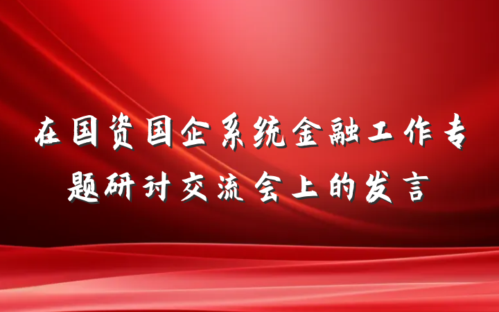 在国资国企系统金融工作专题研讨交流会上的发言