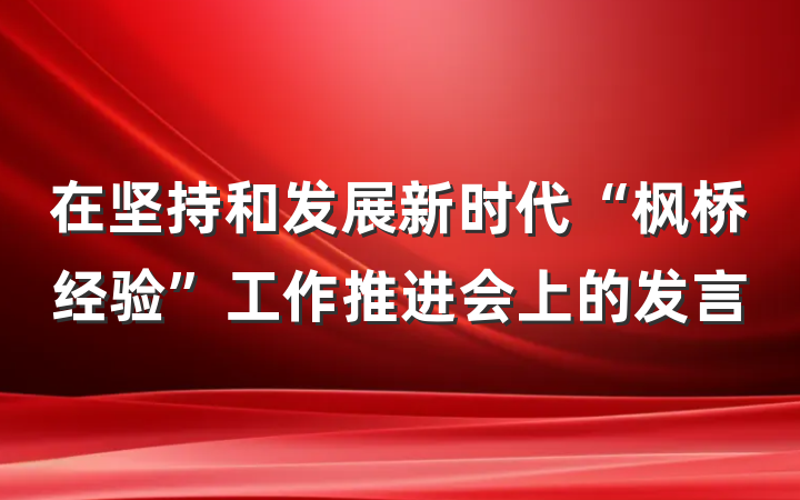 在坚持和发展新时代“枫桥经验”工作推进会上的发言
