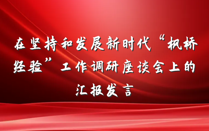 在坚持和发展新时代“枫桥经验”工作调研座谈会上的汇报发言