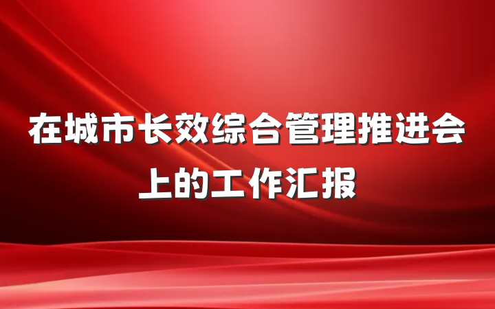 在城市长效综合管理推进会上的工作汇报