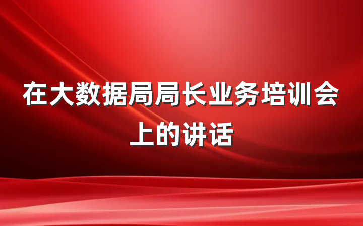 在大数据局局长业务培训会上的讲话
