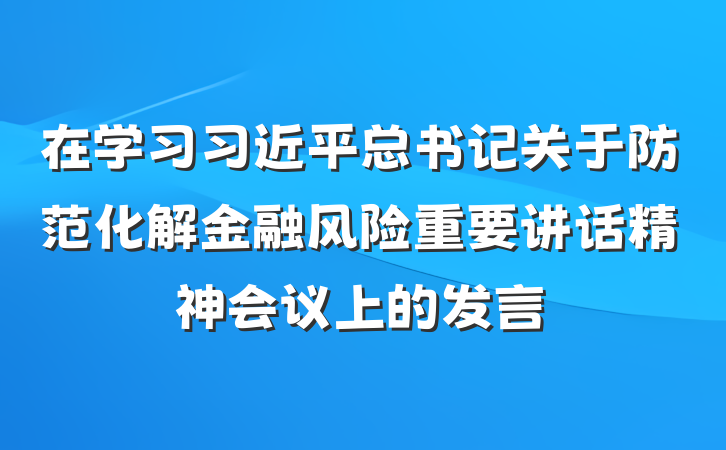 在学习习近平总书记关于防范化解金融风险重要讲话精神会议上的发言