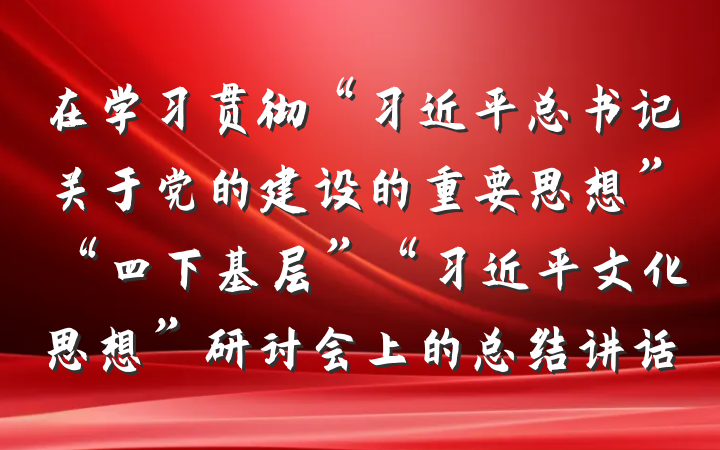 在学习贯彻“习近平总书记关于党的建设的重要思想”“四下基层”“习近平文化思想”研讨会上的总结讲话