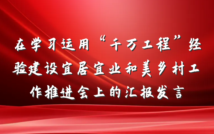 在学习运用“千万工程”经验建设宜居宜业和美乡村工作推进会上的汇报发言