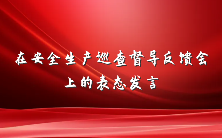 在安全生产巡查督导反馈会上的表态发言