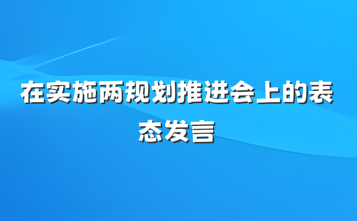 在实施两规划推进会上的表态发言