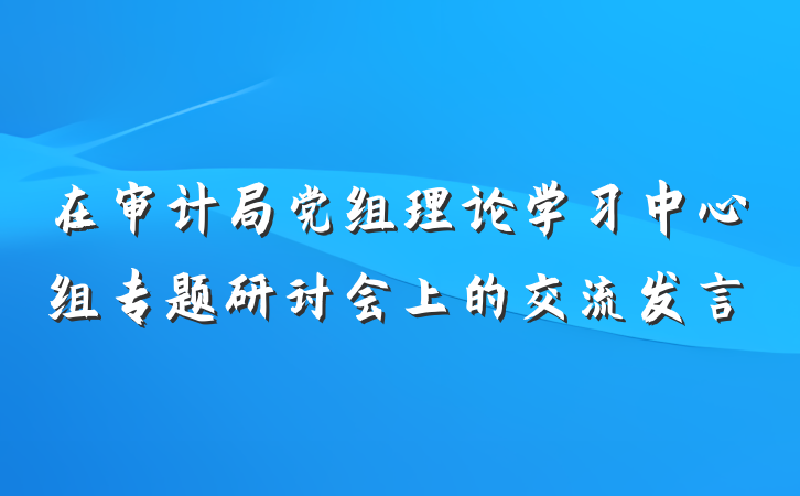 在审计局党组理论学习中心组专题研讨会上的交流发言