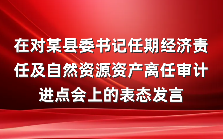 在对某县委书记任期经济责任及自然资源资产离任审计进点会上的表态发言