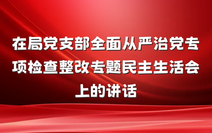 在局党支部全面从严治党专项检查整改专题民主生活会上的讲话