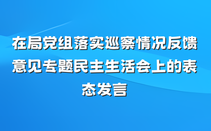 在局党组落实巡察情况反馈意见专题民主生活会上的表态发言