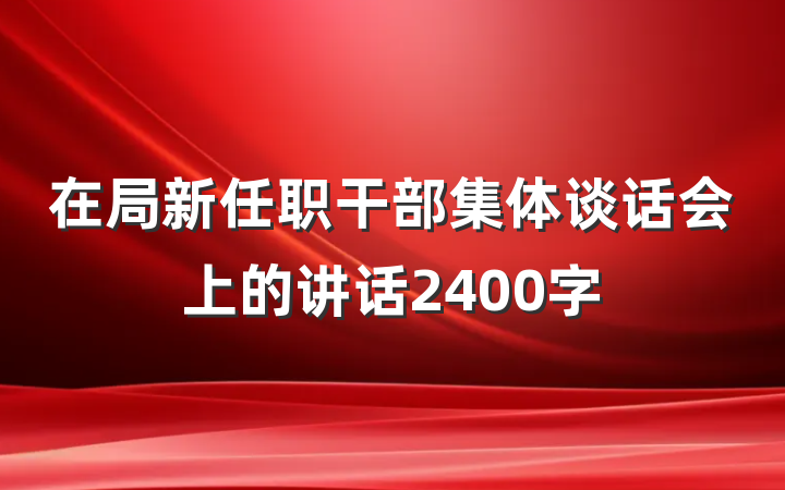 在局新任职干部集体谈话会上的讲话2400字