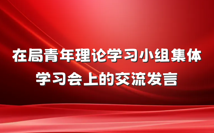 在局青年理论学习小组集体学习会上的交流发言