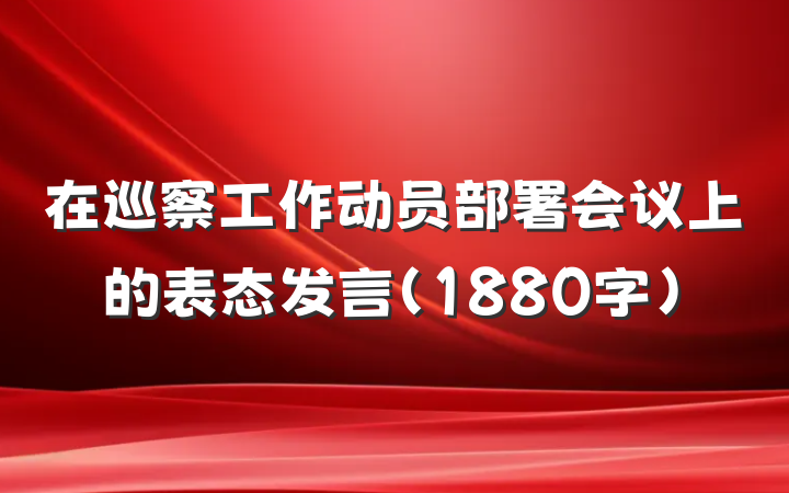 在巡察工作动员部署会议上的表态发言（1880字）