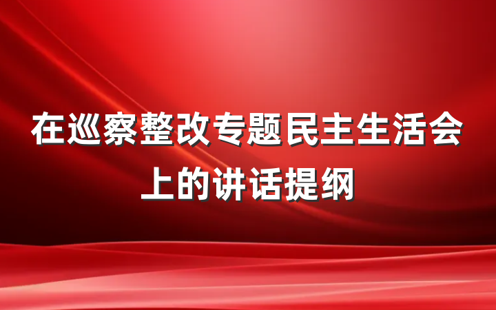 在巡察整改专题民主生活会上的讲话提纲
