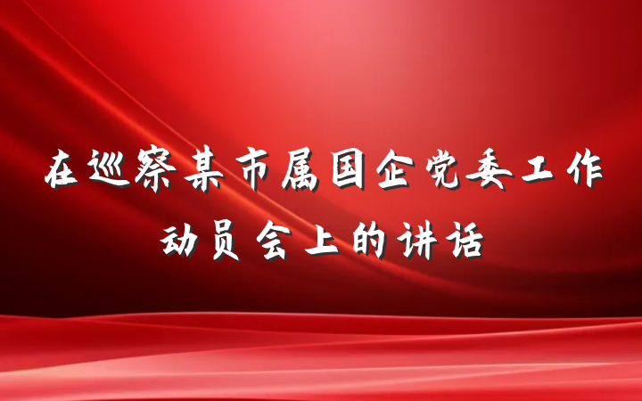 在巡察某市属国企党委工作动员会上的讲话