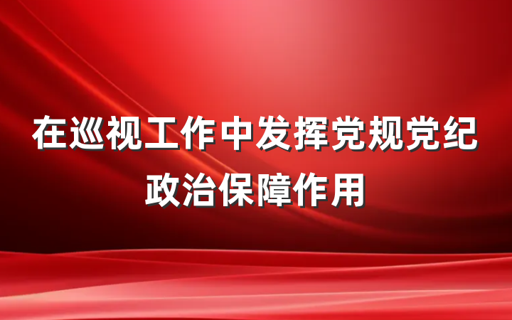 在巡视工作中发挥党规党纪政治保障作用