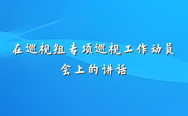 在巡视组专项巡视工作动员会上的讲话