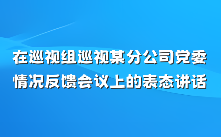 在巡视组巡视某分公司党委情况反馈会议上的表态讲话