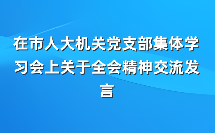 在市人大机关党支部集体学习会上关于全会精神交流发言