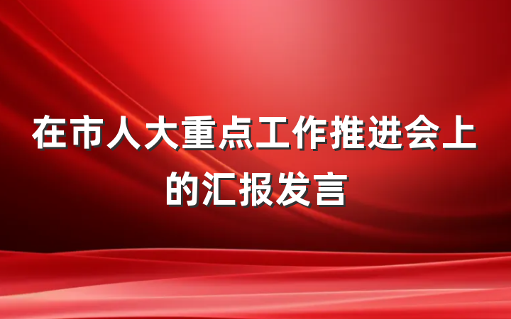 在市人大重点工作推进会上的汇报发言