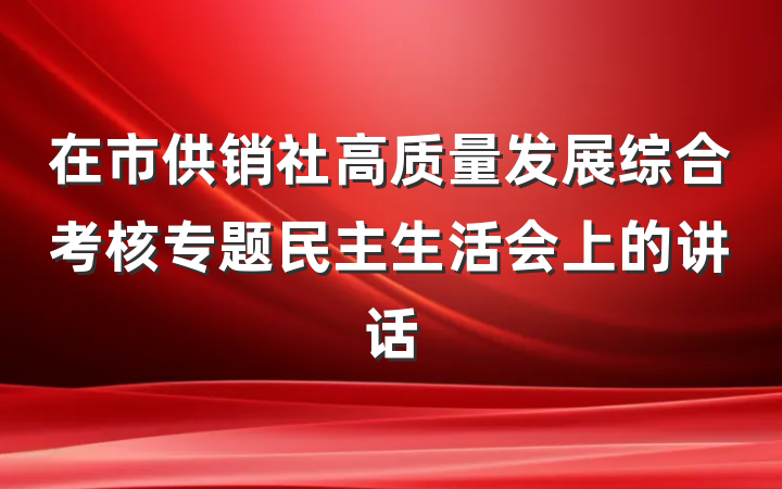 在市供销社高质量发展综合考核专题民主生活会上的讲话