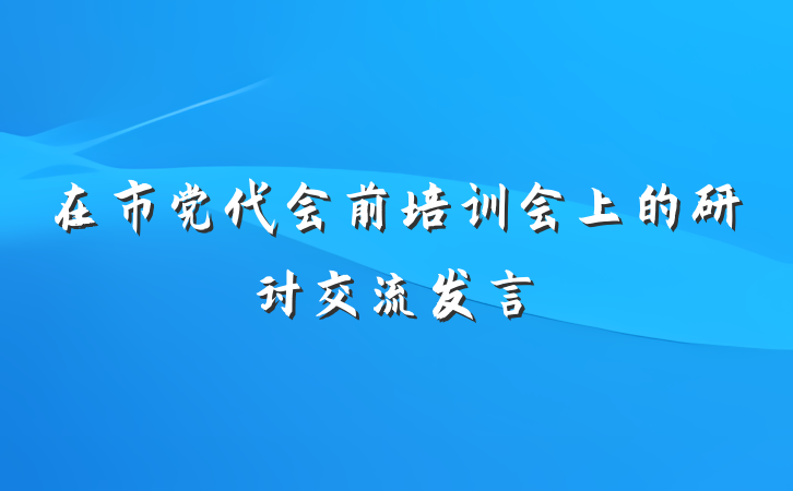 在市党代会前培训会上的研讨交流发言