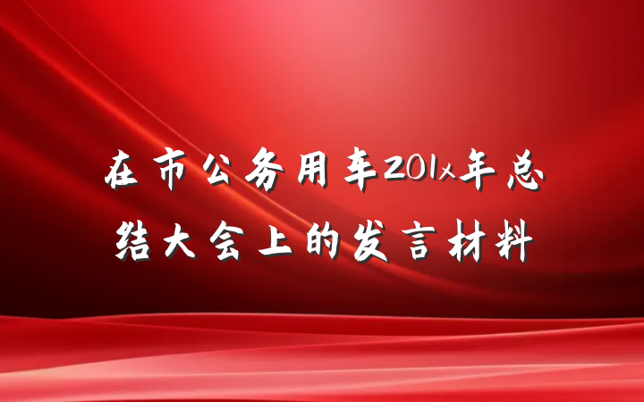在市公务用车201x年总结大会上的发言材料