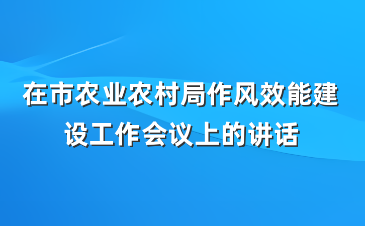 在市农业农村局作风效能建设工作会议上的讲话