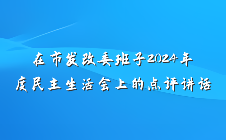 在市发改委班子2024年度民主生活会上的点评讲话