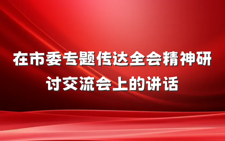 在市委专题传达全会精神研讨交流会上的讲话