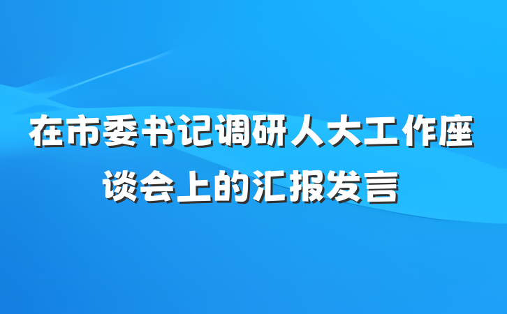 在市委书记调研人大工作座谈会上的汇报发言