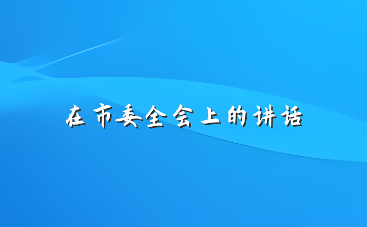 在市委全会上的讲话