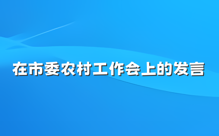 在市委农村工作会上的发言