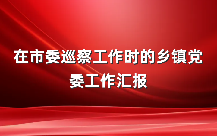 在市委巡察工作时的乡镇党委工作汇报