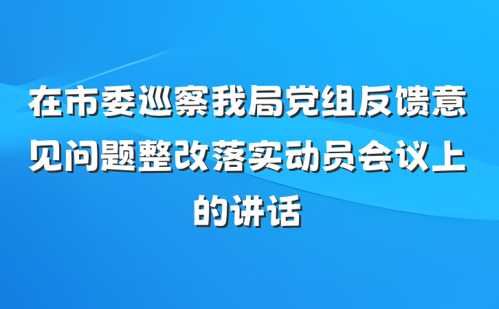 在市委巡察我局党组反馈意见问题整改落实动员会议上的讲话