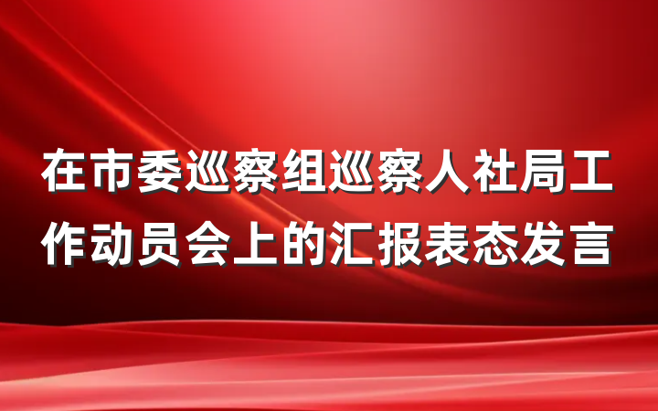 在市委巡察组巡察人社局工作动员会上的汇报表态发言