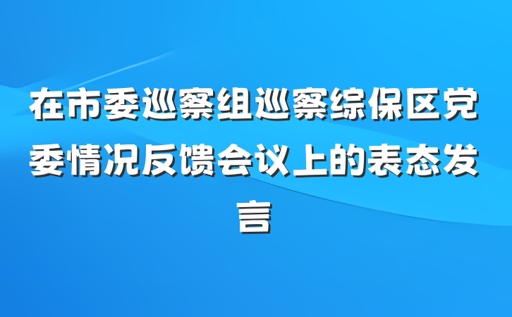 在市委巡察组巡察综保区党委情况反馈会议上的表态发言