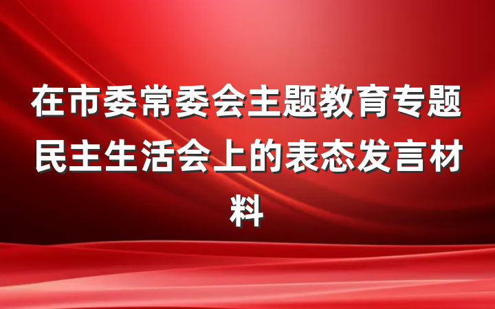 在市委常委会主题教育专题民主生活会上的表态发言材料