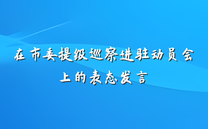 在市委提级巡察进驻动员会上的表态发言
