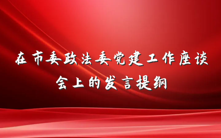 在市委政法委党建工作座谈会上的发言提纲