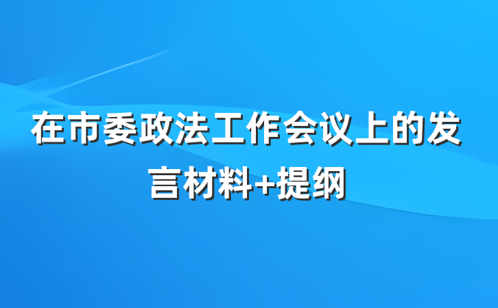 在市委政法工作会议上的发言材料 提纲