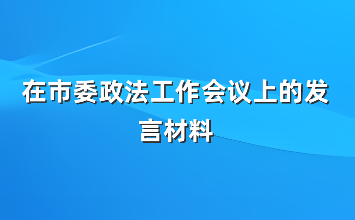 在市委政法工作会议上的发言材料
