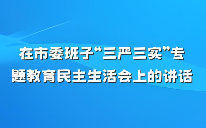在市委班子“三严三实”专题教育民主生活会上的讲话