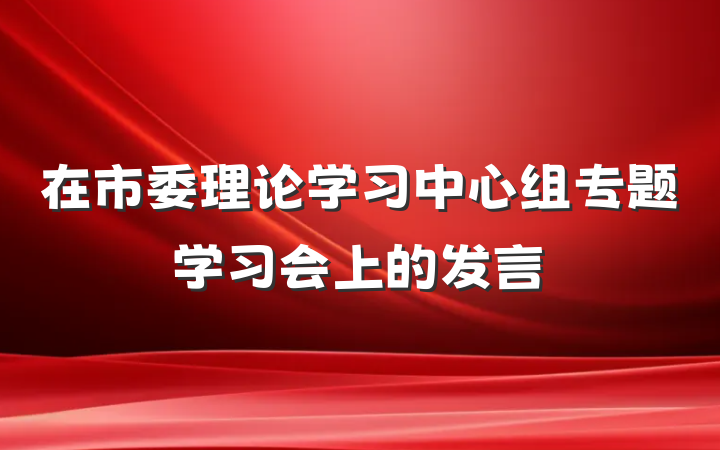 在市委理论学习中心组专题学习会上的发言