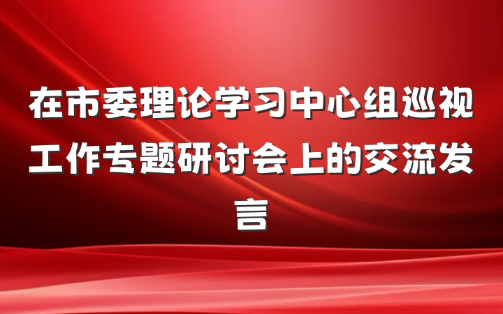 在市委理论学习中心组巡视工作专题研讨会上的交流发言